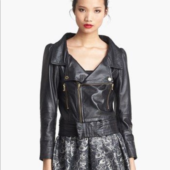 NWOT RED Valentino burgundy leather jacket w/ bow - Picture 3 of 6